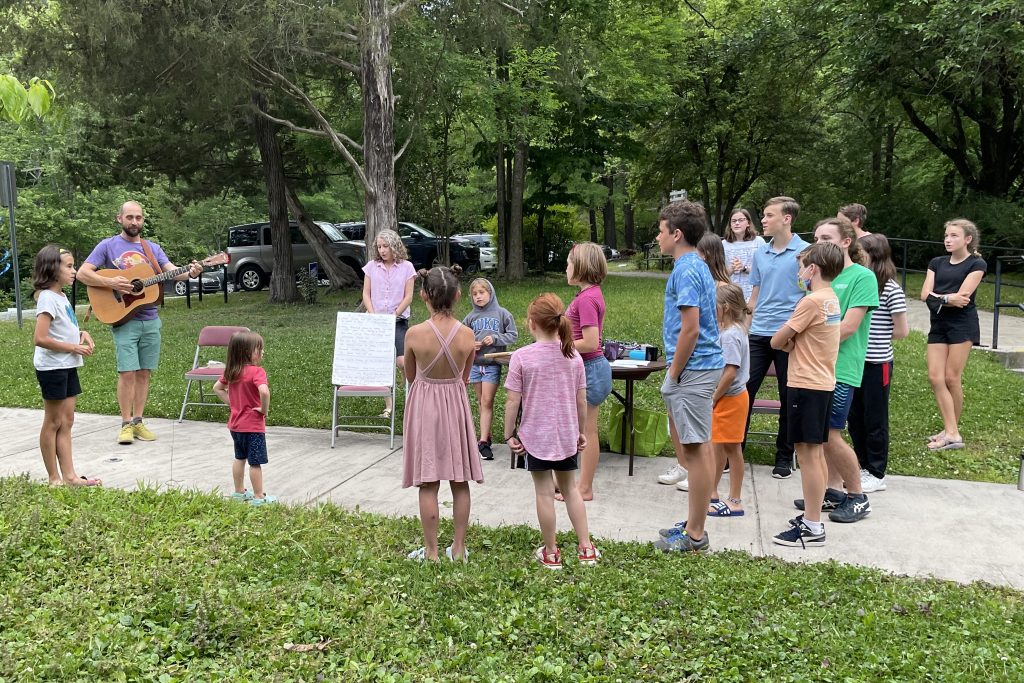 Children singing during worship at Chapel Hill Mennonite Fellowship